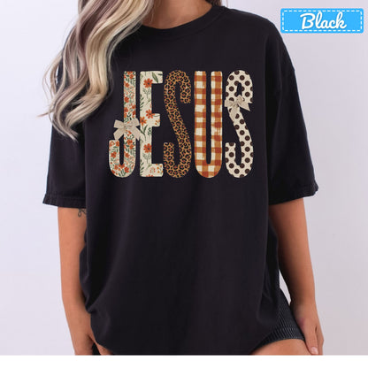 Jesus Christian T-Shirt, Autumn Floral Leopard Plaid Bow Sweatshirt