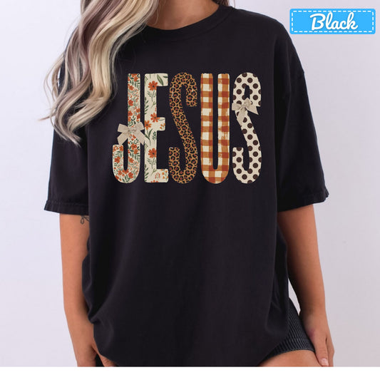 Jesus Christian T-Shirt, Autumn Floral Leopard Plaid Bow Sweatshirt