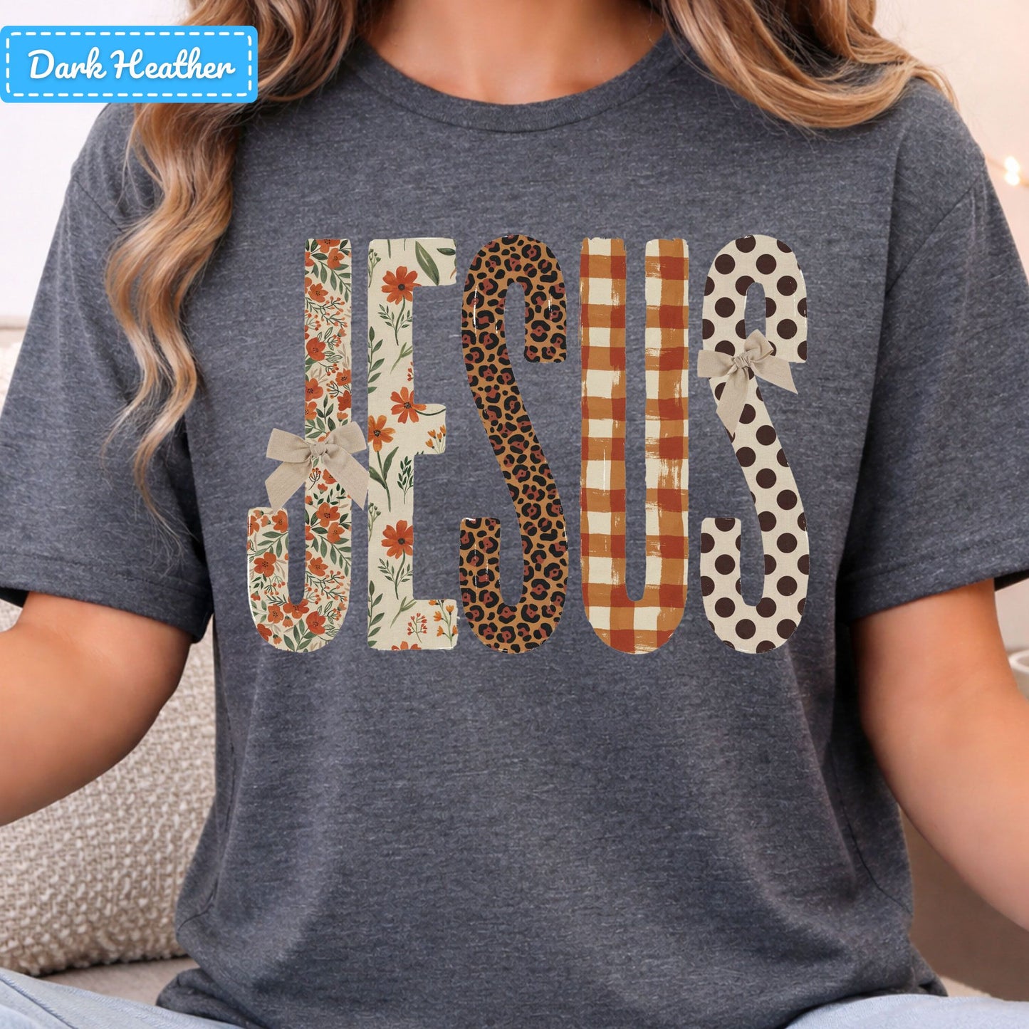 Jesus Christian T-Shirt, Autumn Floral Leopard Plaid Bow Sweatshirt