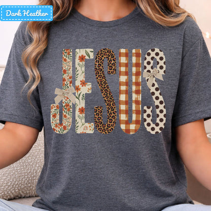 Jesus Christian T-Shirt, Autumn Floral Leopard Plaid Bow Sweatshirt