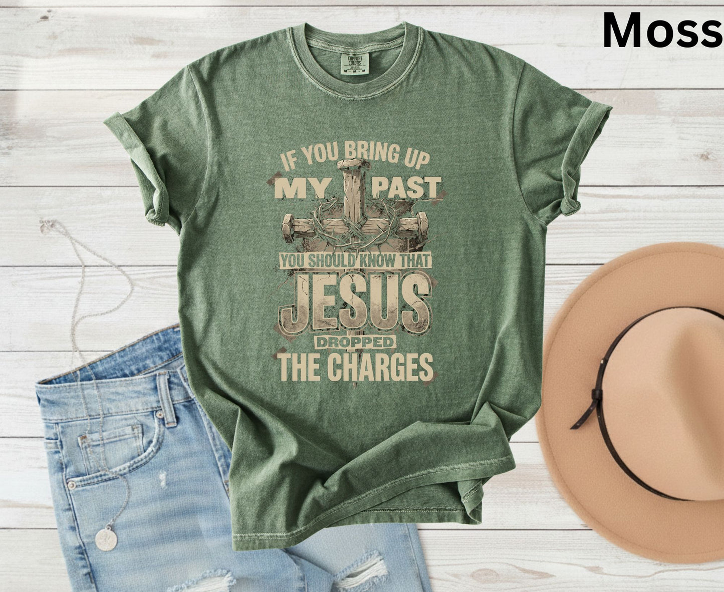 Jesus Dropped The Charges T Shirt Christian Tee Faith Cross Shirt Adult Youth Toddler Baby Religious Gift Forgiven Past Jesus Saves Shirt