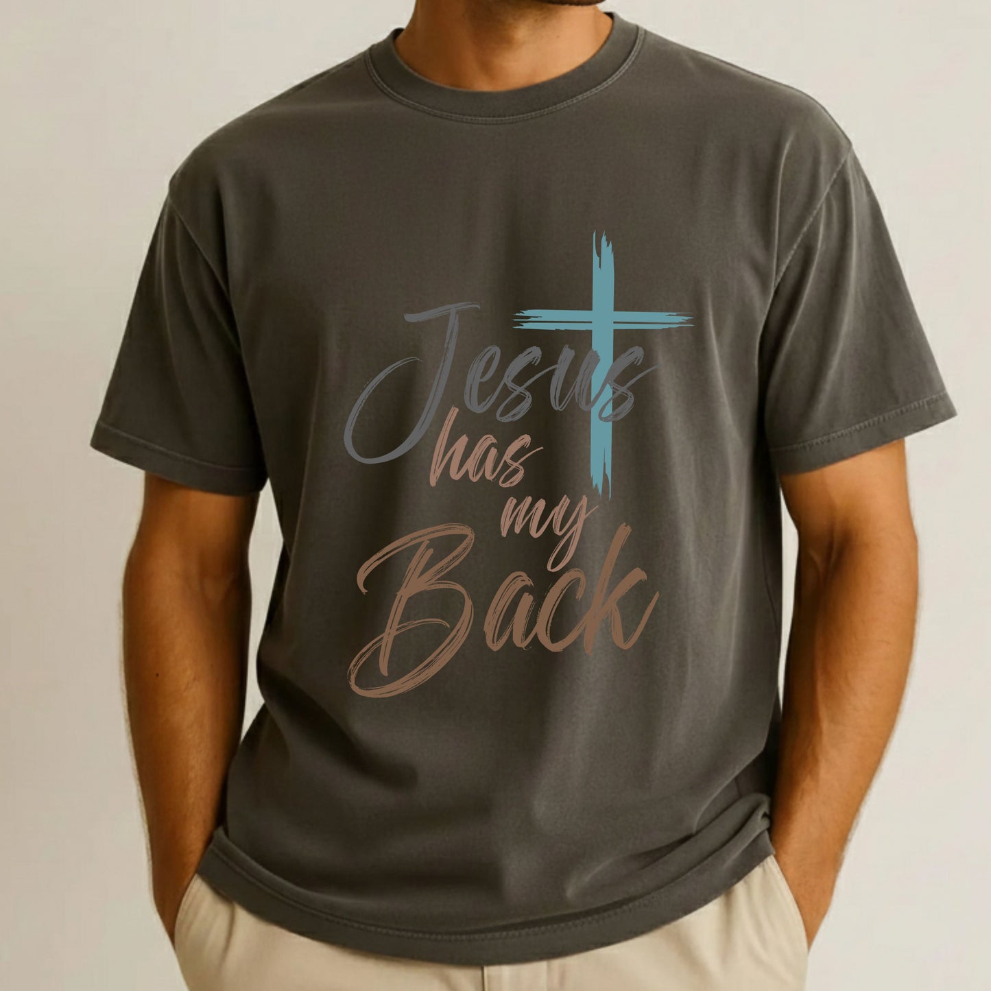 Jesus Has My Back Comfort Colors T Shirt Bible Verse Christian Tees Jesus Faith Apparel Tank Top Religious Long Sleeve Gifts