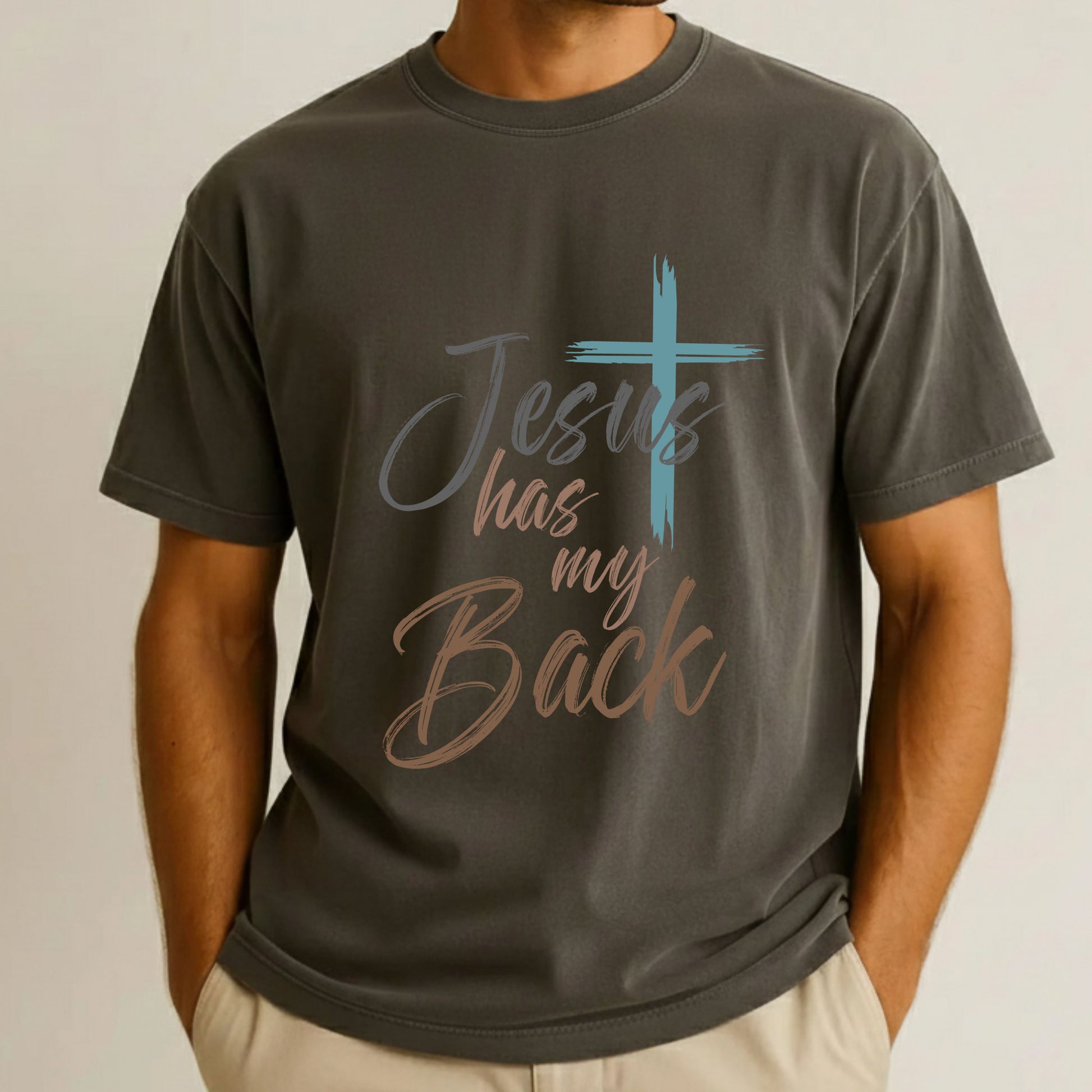 Jesus Has My Back Comfort Colors T Shirt Bible Verse Christian Tees Jesus Faith Apparel Tank Top Religious Long Sleeve Gifts