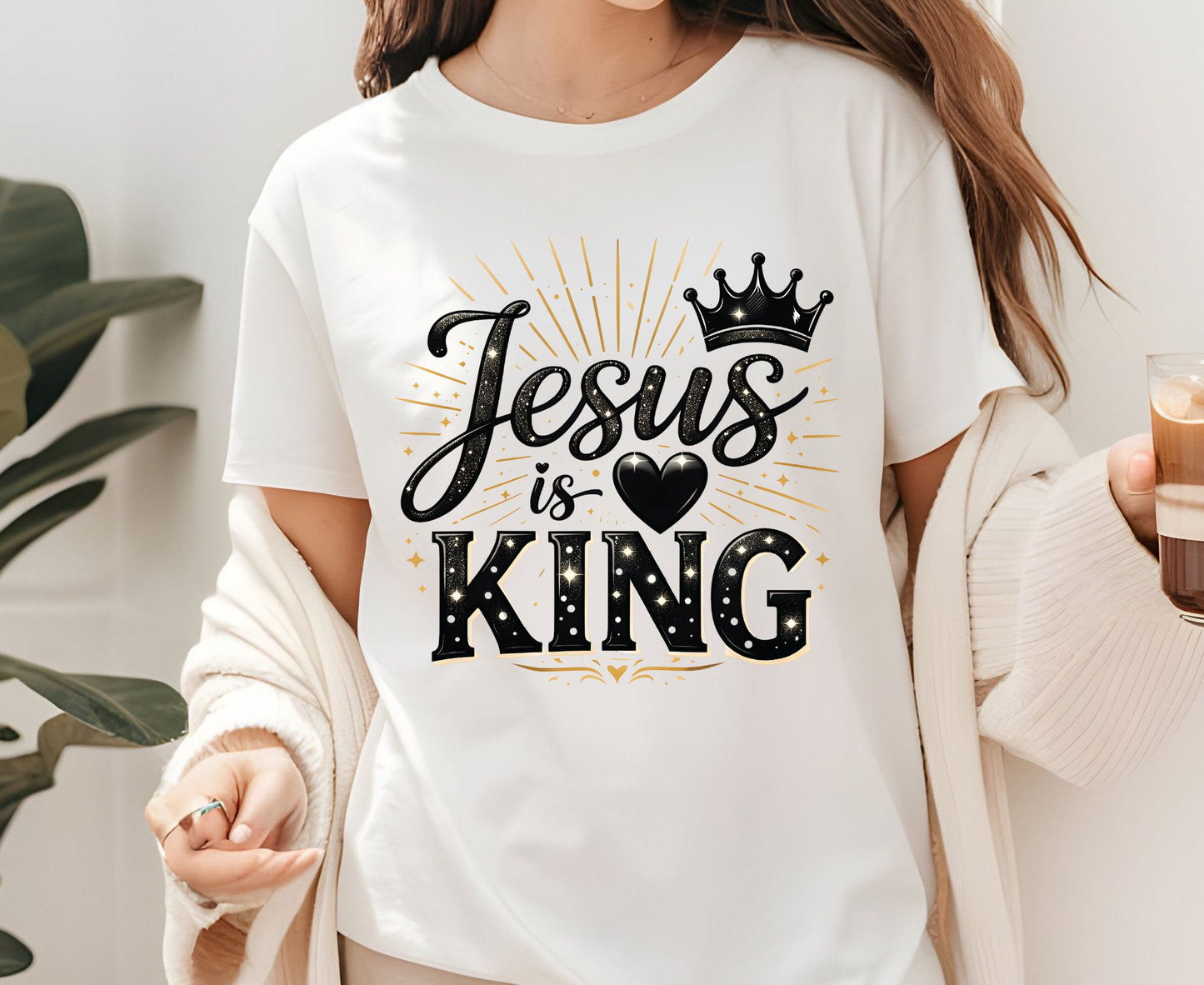 Jesus Is King T Shirt Christian Crown Tee Religious Faith Shirt King Of Kings Gift Sunday School Outfit Adult Youth Toddler Baby Apparel