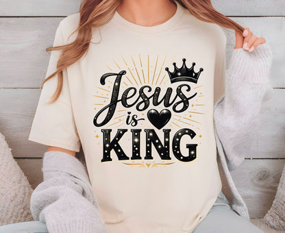 Jesus Is King T Shirt Christian Crown Tee Religious Faith Shirt King Of Kings Gift Sunday School Outfit Adult Youth Toddler Baby Apparel