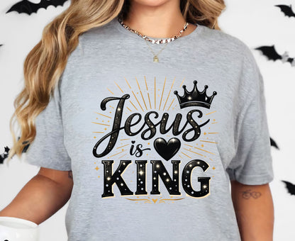 Jesus Is King T Shirt Christian Crown Tee Religious Faith Shirt King Of Kings Gift Sunday School Outfit Adult Youth Toddler Baby Apparel