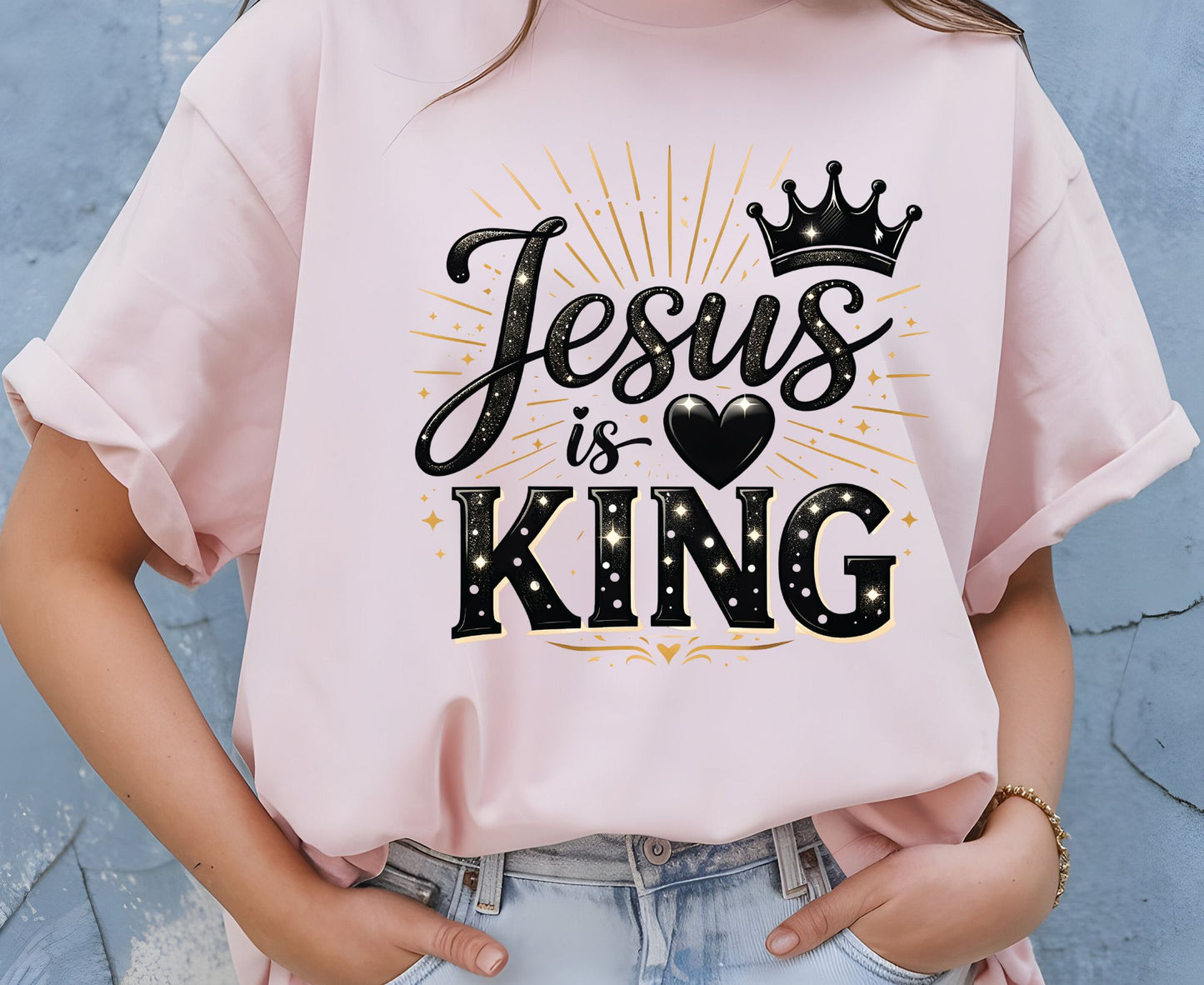 Jesus Is King T Shirt Christian Crown Tee Religious Faith Shirt King Of Kings Gift Sunday School Outfit Adult Youth Toddler Baby Apparel
