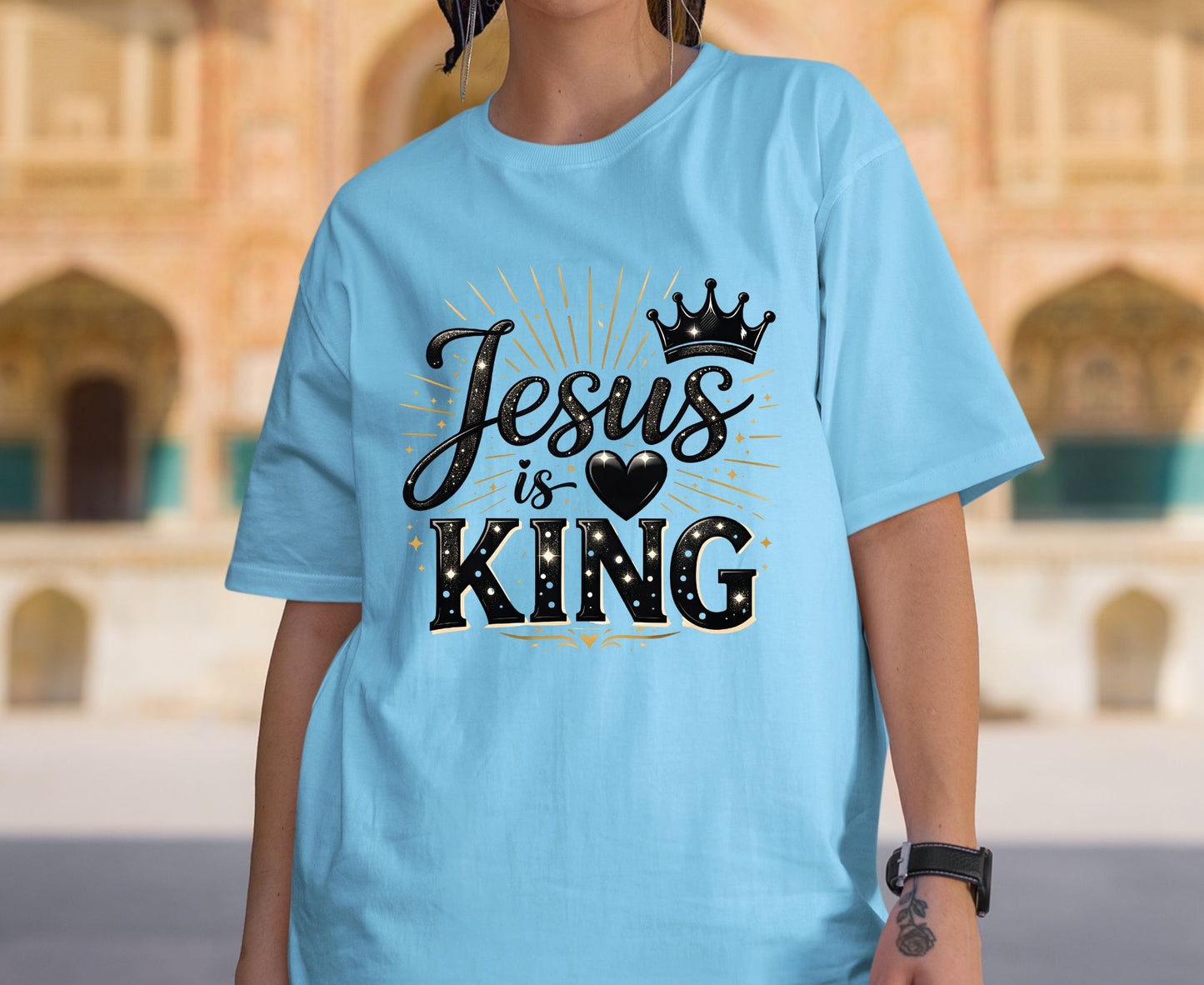 Jesus Is King T Shirt Christian Crown Tee Religious Faith Shirt King Of Kings Gift Sunday School Outfit Adult Youth Toddler Baby Apparel