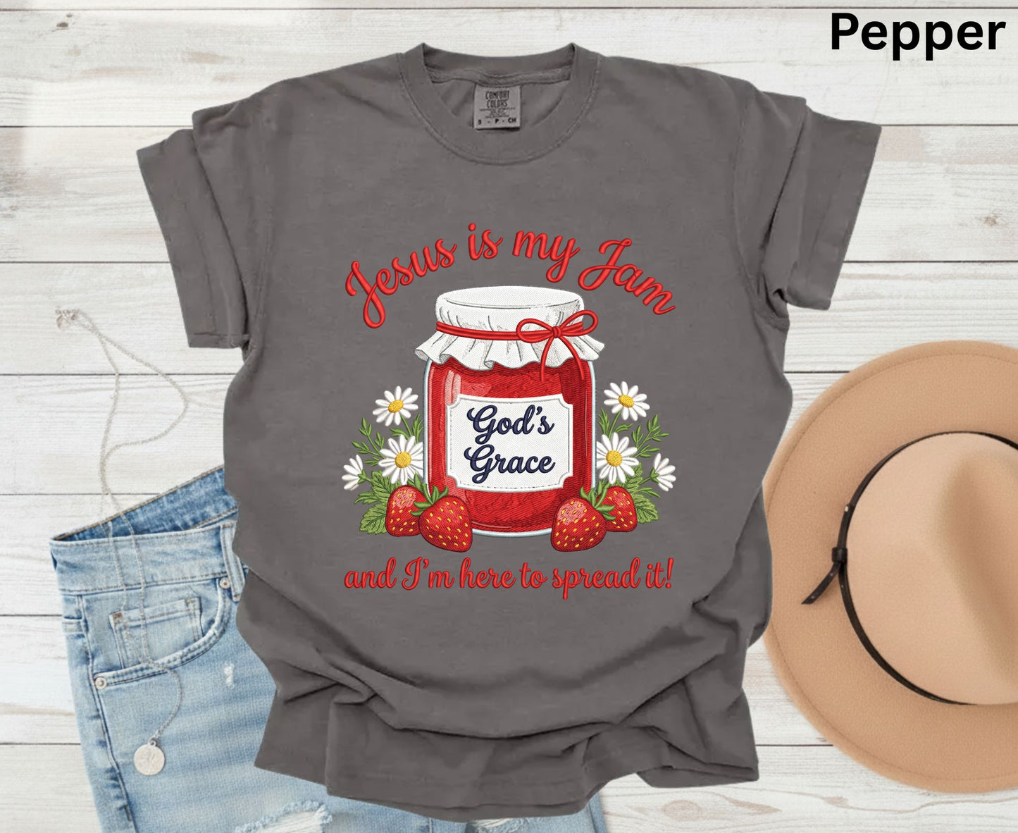 Jesus Is My Jam T Shirt Funny Christian Strawberry Tee Religious Faith Shirt God's Grace Gift Adult Youth Toddler Baby Church Outfit