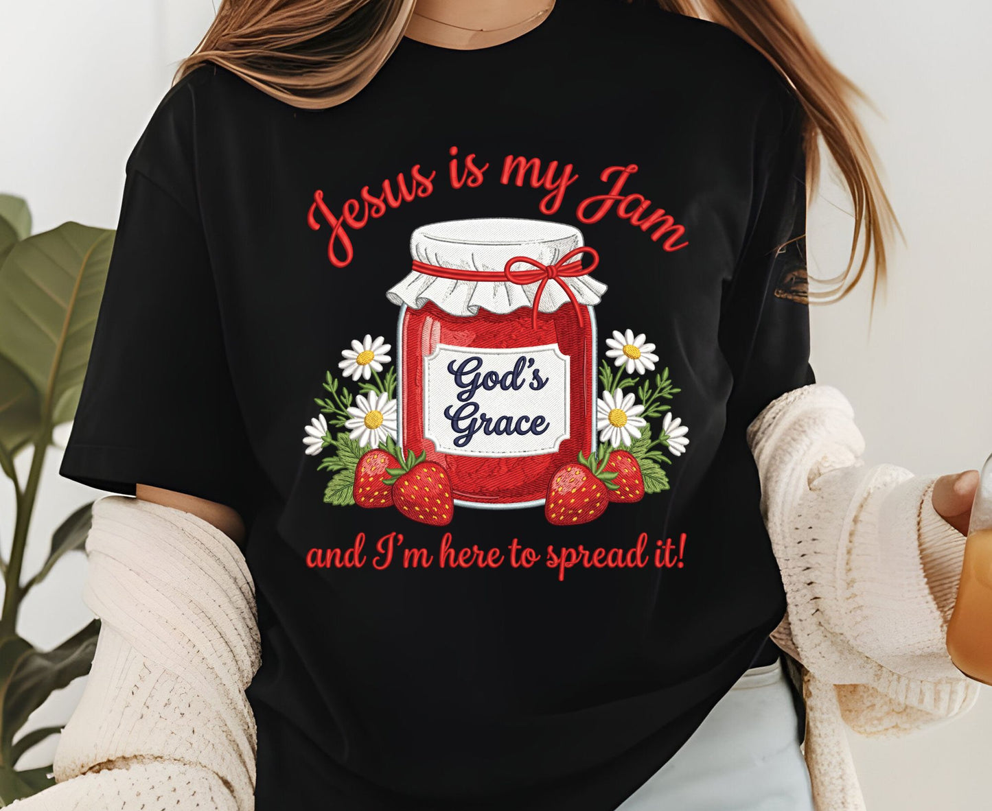Jesus Is My Jam T Shirt Funny Christian Strawberry Tee Religious Faith Shirt God's Grace Gift Adult Youth Toddler Baby Church Outfit