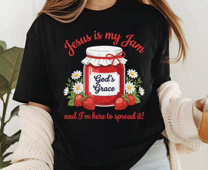 Jesus Is My Jam T Shirt Funny Christian Strawberry Tee Religious Faith Shirt God's Grace Gift Adult Youth Toddler Baby Church Outfit