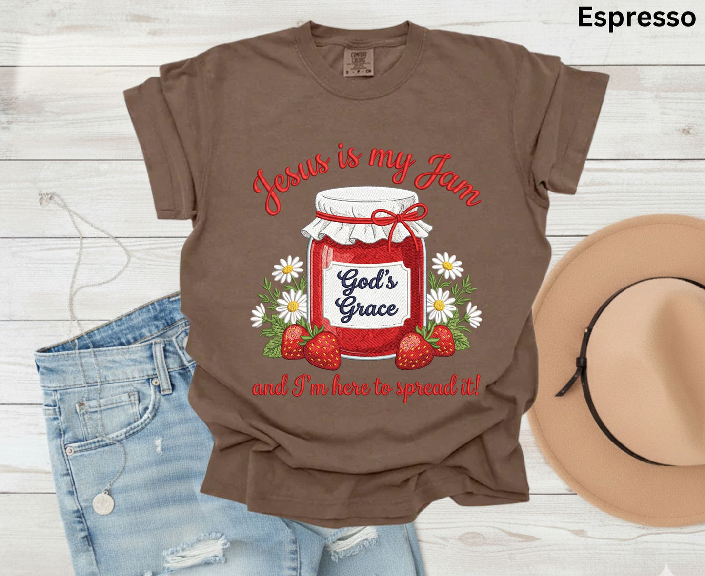 Jesus Is My Jam T Shirt Funny Christian Strawberry Tee Religious Faith Shirt God's Grace Gift Adult Youth Toddler Baby Church Outfit