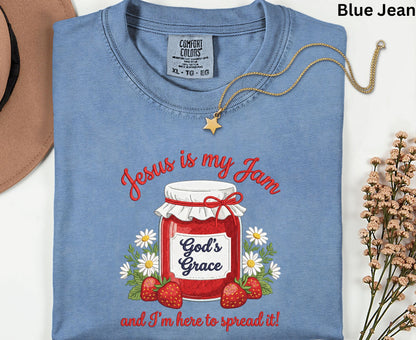 Jesus Is My Jam T Shirt Funny Christian Strawberry Tee Religious Faith Shirt God's Grace Gift Adult Youth Toddler Baby Church Outfit
