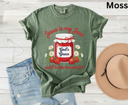 Jesus Is My Jam T Shirt Funny Christian Strawberry Tee Religious Faith Shirt God's Grace Gift Adult Youth Toddler Baby Church Outfit