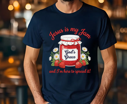 Jesus Is My Jam T Shirt Funny Christian Strawberry Tee Religious Faith Shirt God's Grace Gift Adult Youth Toddler Baby Church Outfit