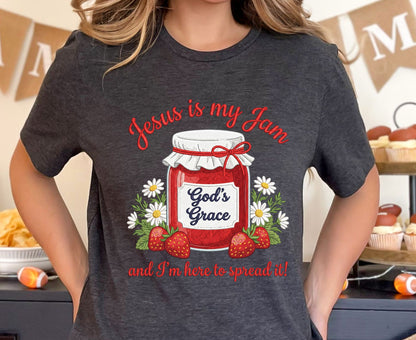 Jesus Is My Jam T Shirt Funny Christian Strawberry Tee Religious Faith Shirt God's Grace Gift Adult Youth Toddler Baby Church Outfit