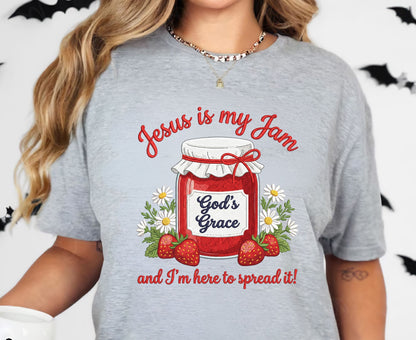Jesus Is My Jam T Shirt Funny Christian Strawberry Tee Religious Faith Shirt God's Grace Gift Adult Youth Toddler Baby Church Outfit