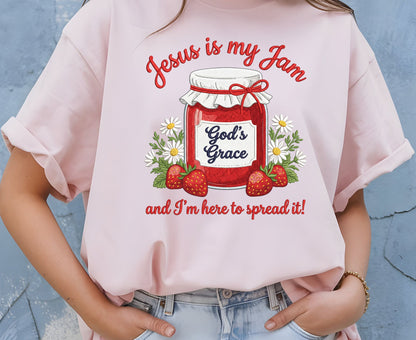 Jesus Is My Jam T Shirt Funny Christian Strawberry Tee Religious Faith Shirt God's Grace Gift Adult Youth Toddler Baby Church Outfit