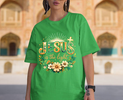 Jesus Is The Light T Shirt Christian Wildflower Tee Religious Floral Shirt Faith Gift For Her Adult Youth Toddler Baby Spiritual Church Outfit