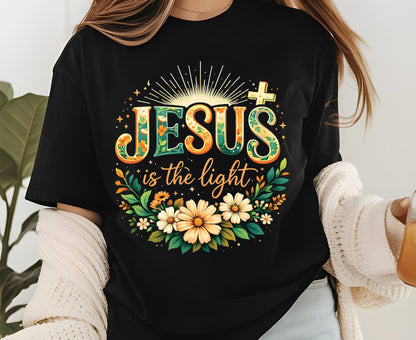 Jesus Is The Light T Shirt Christian Wildflower Tee Religious Floral Shirt Faith Gift For Her Adult Youth Toddler Baby Spiritual Church Outfit