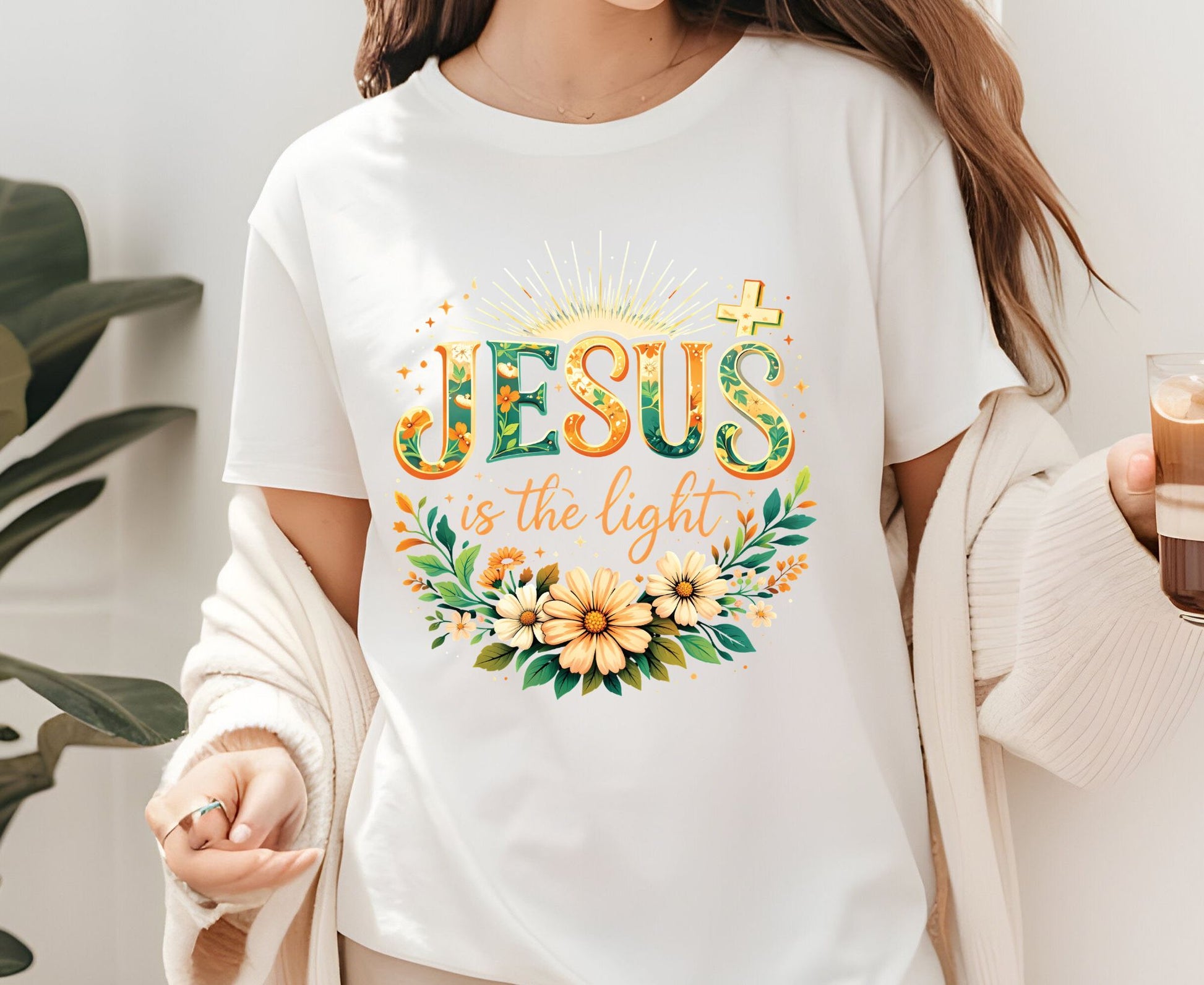 Jesus Is The Light T Shirt Christian Wildflower Tee Religious Floral Shirt Faith Gift For Her Adult Youth Toddler Baby Spiritual Church Outfit