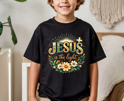 Jesus Is The Light T Shirt Christian Wildflower Tee Religious Floral Shirt Faith Gift For Her Adult Youth Toddler Baby Spiritual Church Outfit