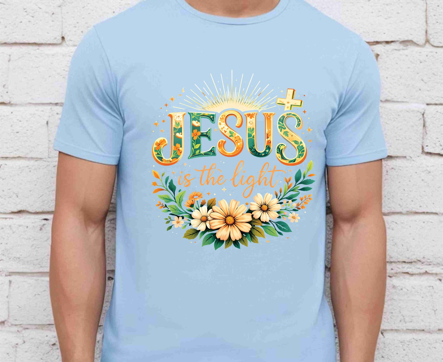 Jesus Is The Light T Shirt Christian Wildflower Tee Religious Floral Shirt Faith Gift For Her Adult Youth Toddler Baby Spiritual Church Outfit