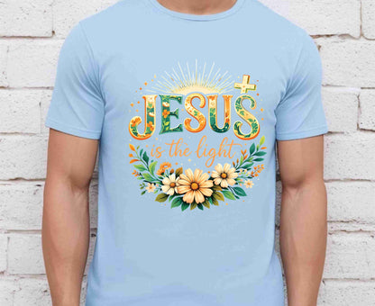 Jesus Is The Light T Shirt Christian Wildflower Tee Religious Floral Shirt Faith Gift For Her Adult Youth Toddler Baby Spiritual Church Outfit