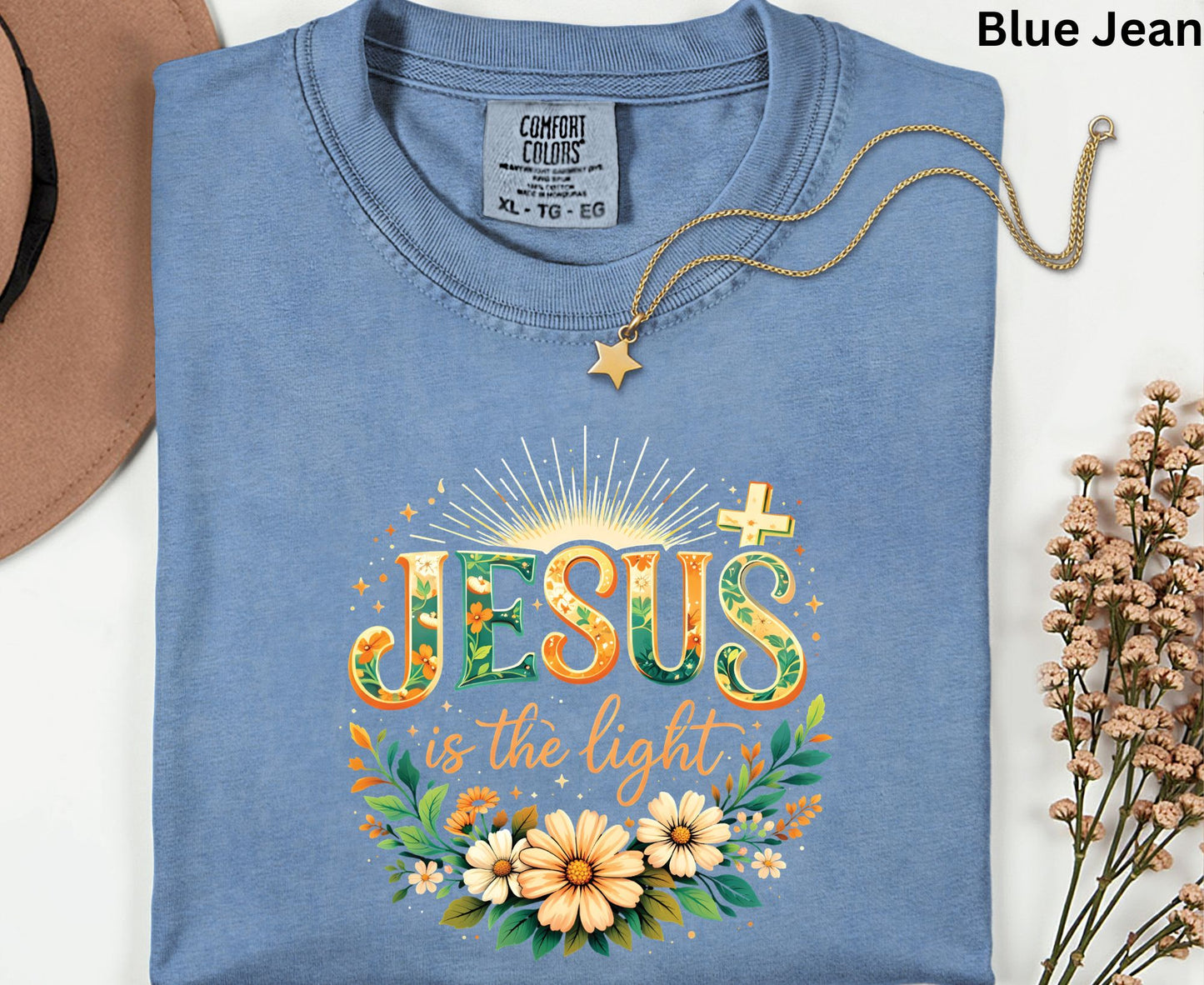 Jesus Is The Light T Shirt Christian Wildflower Tee Religious Floral Shirt Faith Gift For Her Adult Youth Toddler Baby Spiritual Church Outfit