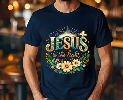 Jesus Is The Light T Shirt Christian Wildflower Tee Religious Floral Shirt Faith Gift For Her Adult Youth Toddler Baby Spiritual Church Outfit