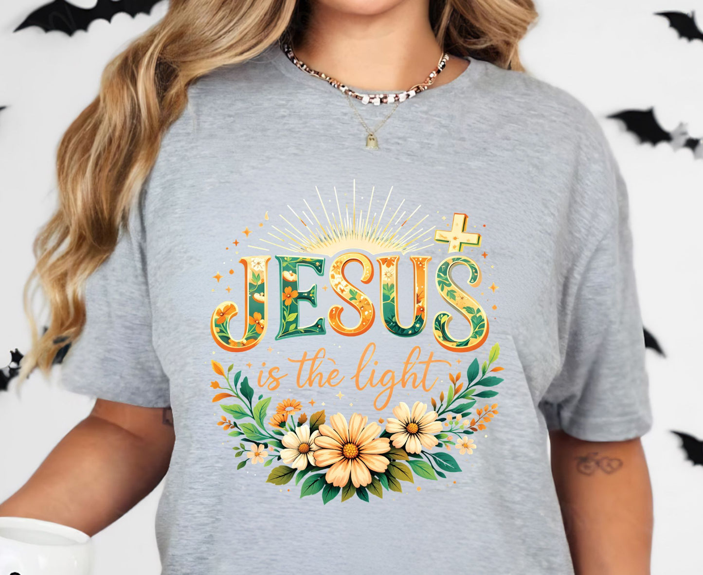 Jesus Is The Light T Shirt Christian Wildflower Tee Religious Floral Shirt Faith Gift For Her Adult Youth Toddler Baby Spiritual Church Outfit