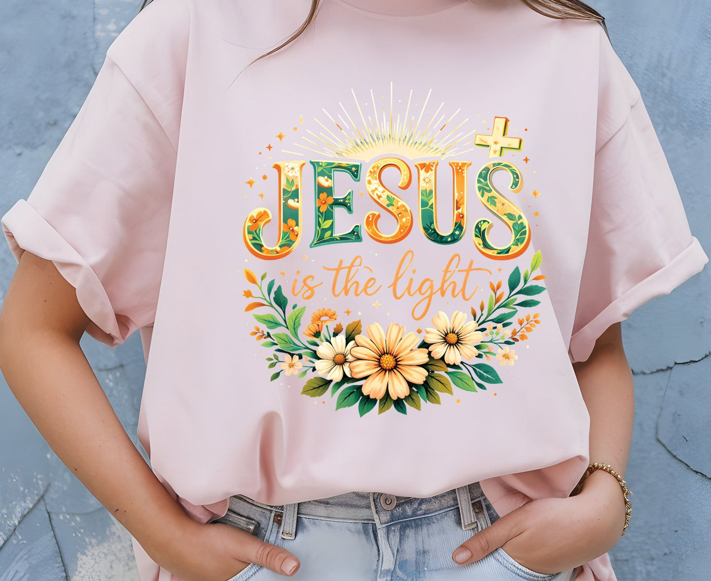 Jesus Is The Light T Shirt Christian Wildflower Tee Religious Floral Shirt Faith Gift For Her Adult Youth Toddler Baby Spiritual Church Outfit
