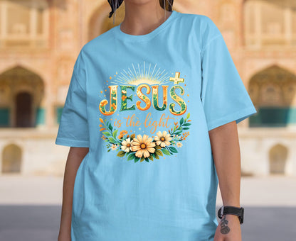 Jesus Is The Light T Shirt Christian Wildflower Tee Religious Floral Shirt Faith Gift For Her Adult Youth Toddler Baby Spiritual Church Outfit
