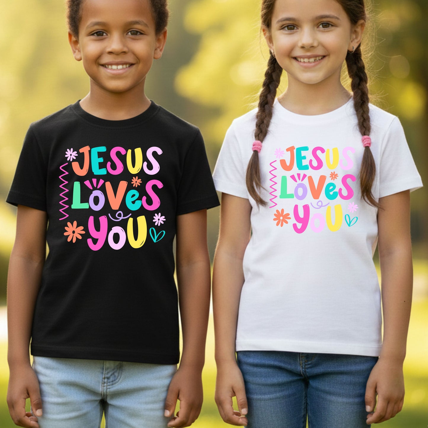 Jesus Loves You Comfort Colors T Shirts Cute Colorful Pastel Christian Tee Bright Floral Typography Sweater Religious Faith Hoodie