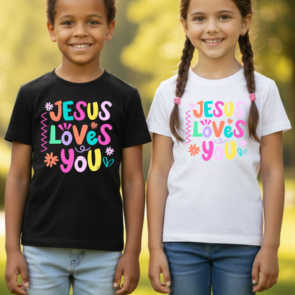 Jesus Loves You Comfort Colors T Shirts Cute Colorful Pastel Christian Tee Bright Floral Typography Sweater Religious Faith Hoodie