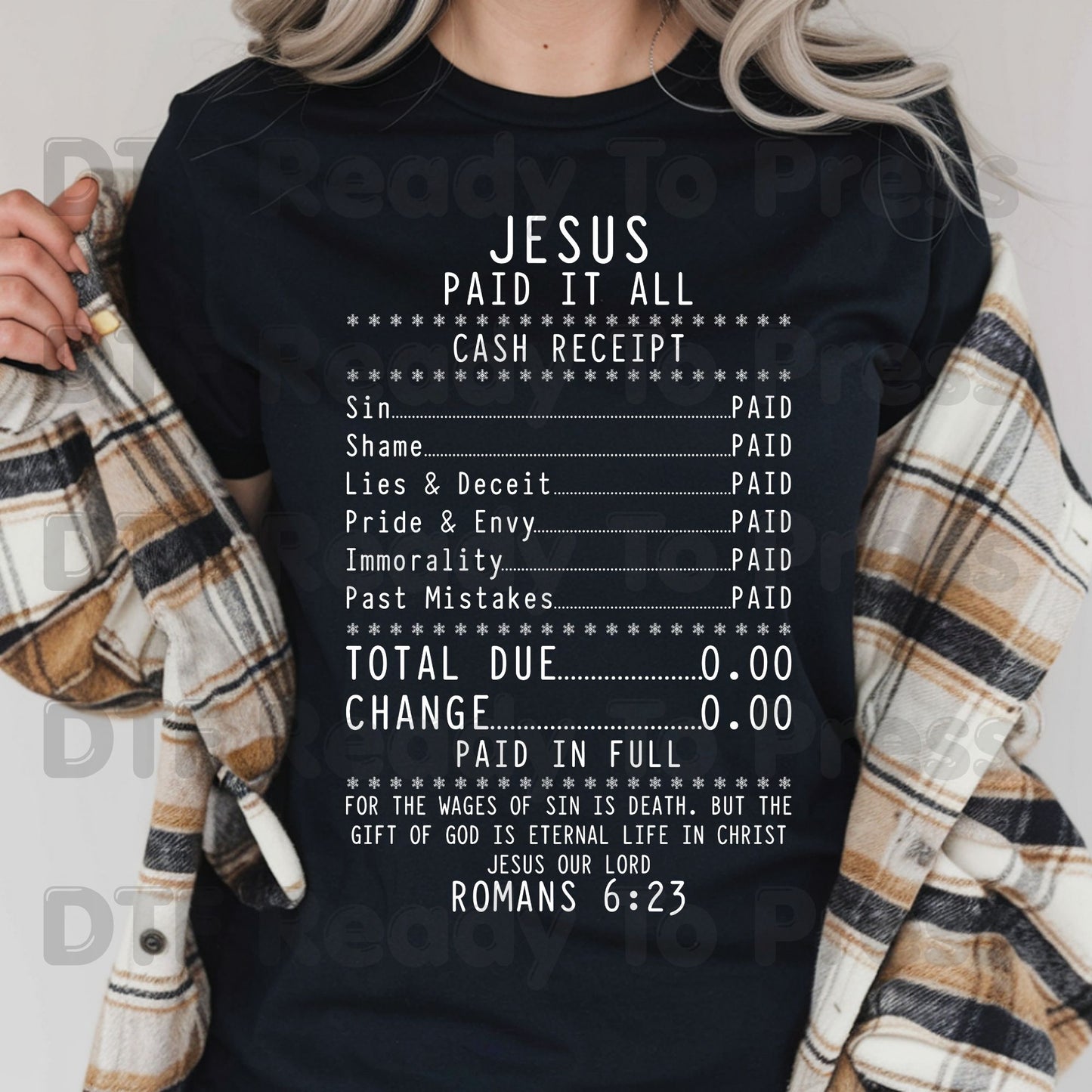 Jesus Paid It All DTF Transfer Ready to Press Christian Heat Transfer For Shirts Religious Faith UV Sticker Prints
