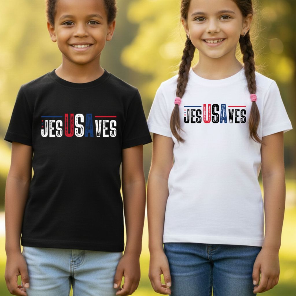 Jesus Saves USA Comfort Colors T Shirts Christian Patriotic Tee Religious American Flag Shirt Faith Cross Fourth of July Gifts