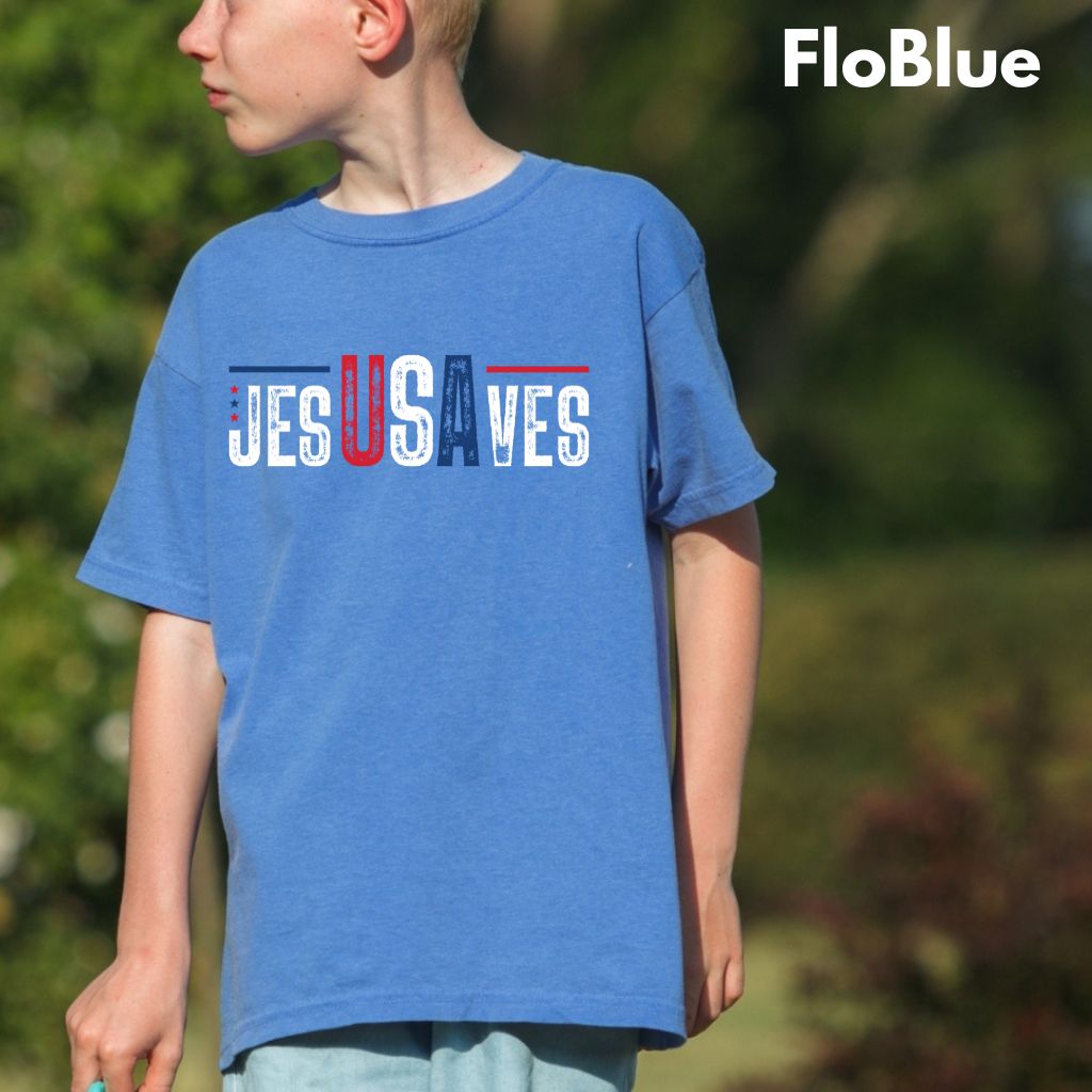Jesus Saves USA Comfort Colors T Shirts Christian Patriotic Tee Religious American Flag Shirt Faith Cross Fourth of July Gifts