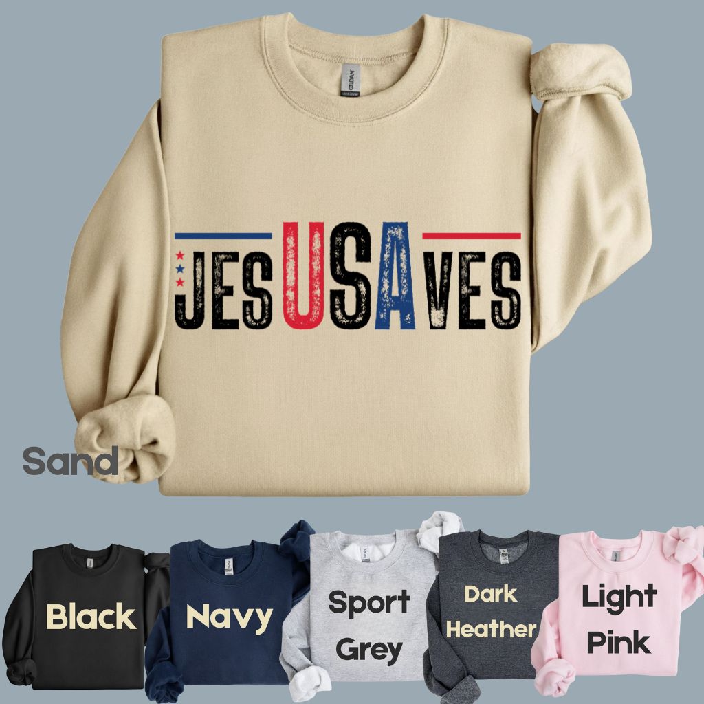 Jesus Saves USA Comfort Colors T Shirts Christian Patriotic Tee Religious American Flag Shirt Faith Cross Fourth of July Gifts