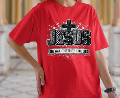 Jesus The Way The Truth The Life T Shirt Christian Cross Tee Religious Distressed Shirt Faith Gift Adult Youth Toddler Baby Church Outfit
