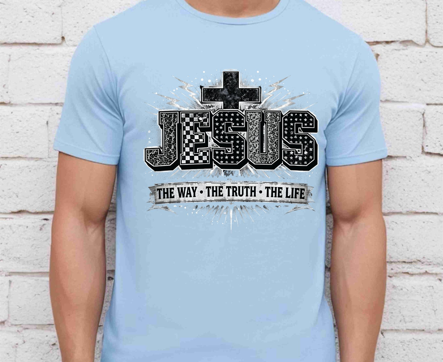 Jesus The Way The Truth The Life T Shirt Christian Cross Tee Religious Distressed Shirt Faith Gift Adult Youth Toddler Baby Church Outfit