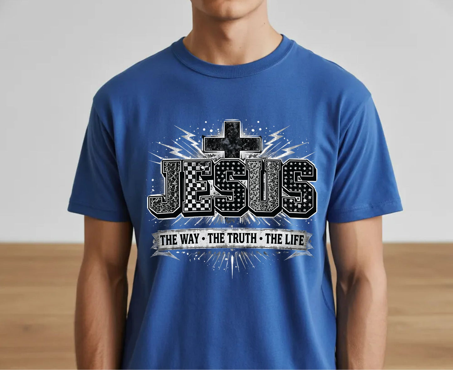 Jesus The Way The Truth The Life T Shirt Christian Cross Tee Religious Distressed Shirt Faith Gift Adult Youth Toddler Baby Church Outfit