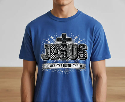 Jesus The Way The Truth The Life T Shirt Christian Cross Tee Religious Distressed Shirt Faith Gift Adult Youth Toddler Baby Church Outfit