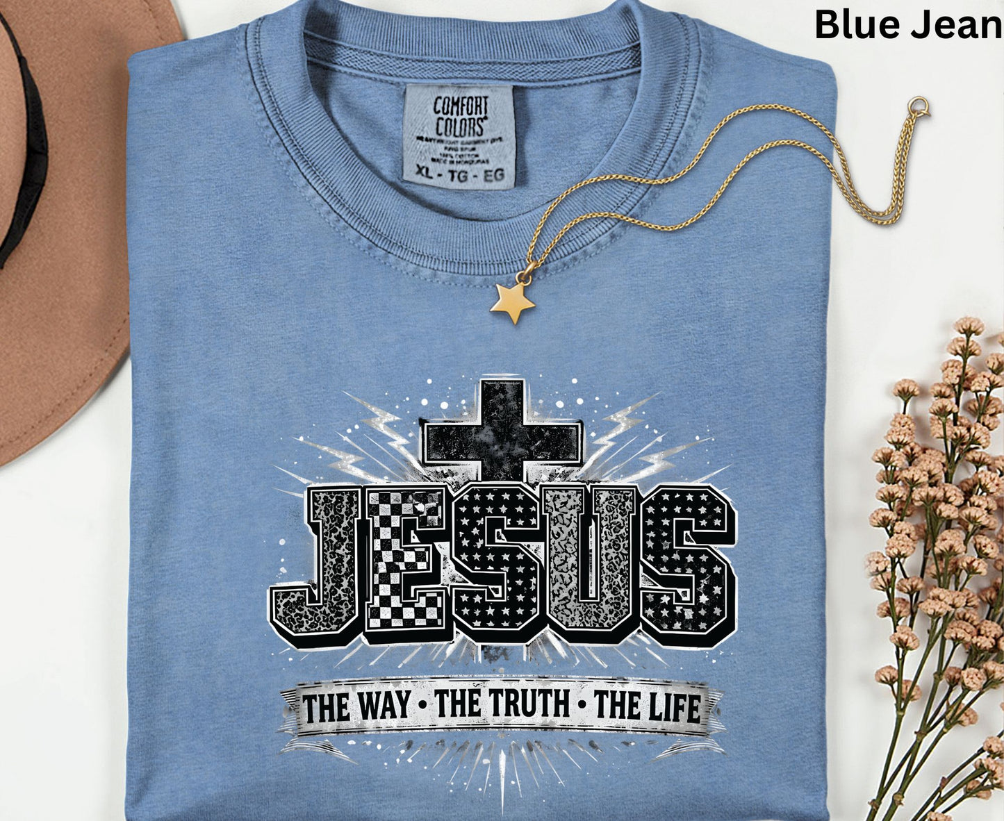Jesus The Way The Truth The Life T Shirt Christian Cross Tee Religious Distressed Shirt Faith Gift Adult Youth Toddler Baby Church Outfit
