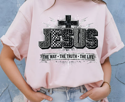 Jesus The Way The Truth The Life T Shirt Christian Cross Tee Religious Distressed Shirt Faith Gift Adult Youth Toddler Baby Church Outfit