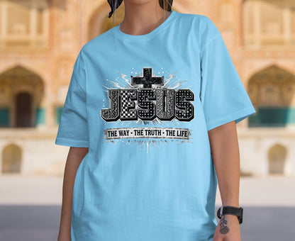 Jesus The Way The Truth The Life T Shirt Christian Cross Tee Religious Distressed Shirt Faith Gift Adult Youth Toddler Baby Church Outfit