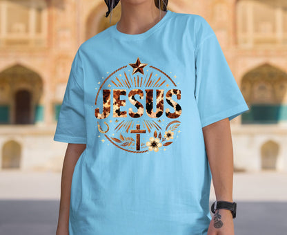 Jesus Western Cow Print T Shirt Christian Cowboy Tee Religious Cross Shirt Faith Gift Adult Youth Toddler Baby Boho Rodeo Apparel