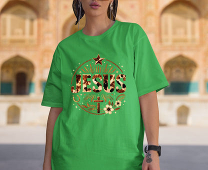 Jesus Western Cow Print T Shirt Christian Cowboy Tee Religious Cross Shirt Faith Gift Adult Youth Toddler Baby Boho Rodeo Apparel