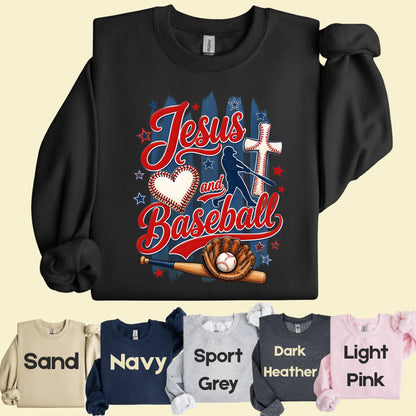 Jesus and Baseball Comfort Colors T Shirts Cute Christian Sports Tee Baseball Cross Glove Shirt Patriotic Stars Red White Blue Faith Graphic Hoodie
