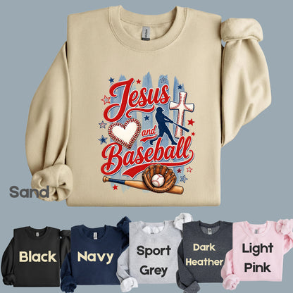 Jesus and Baseball Comfort Colors T Shirts Cute Christian Sports Tee Baseball Cross Glove Shirt Patriotic Stars Red White Blue Faith Graphic Hoodie
